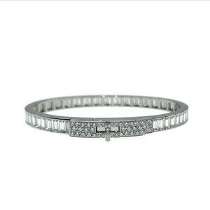 Hermès bracelet Square full of diamonds Kelly Baguettes white gold (SH)